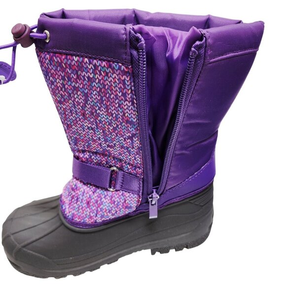 Girls Purple Winter Snow Boots Size 2 Knit Pattern Insulated - Picture 12 of 12